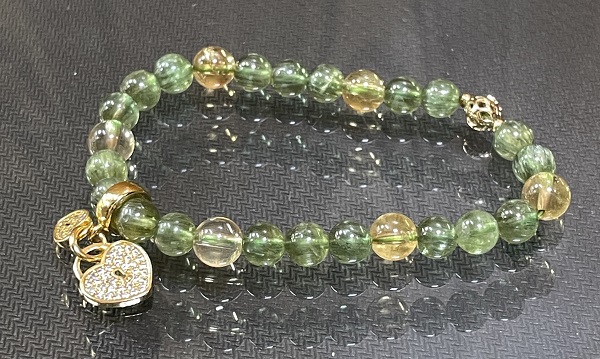 黃水晶/綠磷輝石手鍊